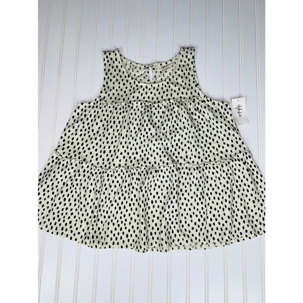 Style & Co Tunic Sleeveless Polka Dot Top Natural White Size XS